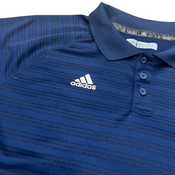 Adidas Navy Striped Climate Polo XL - Picture 3 of 4